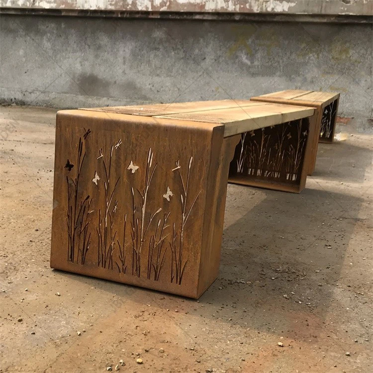 Outdoor corten bench 1