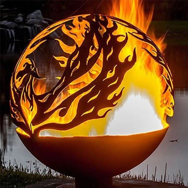 Phoenix Rusty Metal Fire Ball Fire Pit
