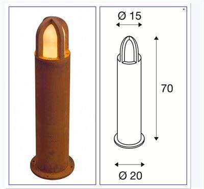 Corten jeklena stožčasta svetilka 70 cm