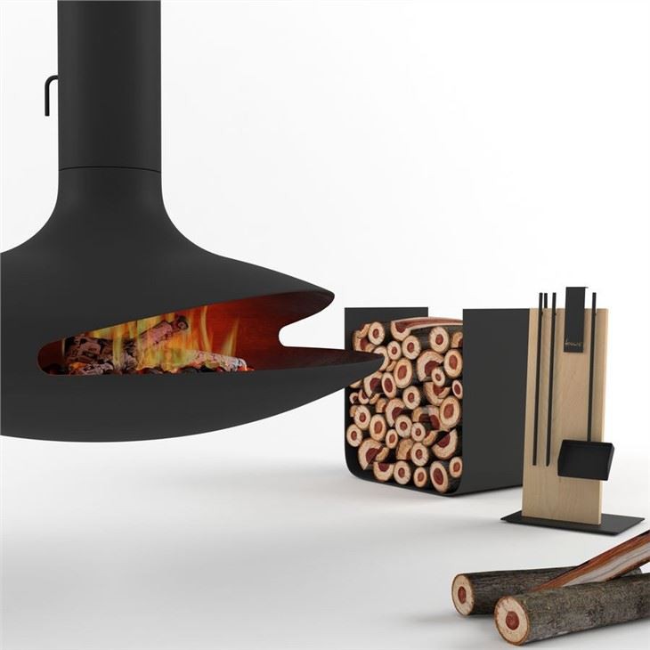 Wood Fireplace With Suspended
