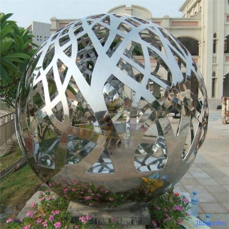 Garden Ornaments Stainless Steel Leaves Flowers Ball Sculpture
