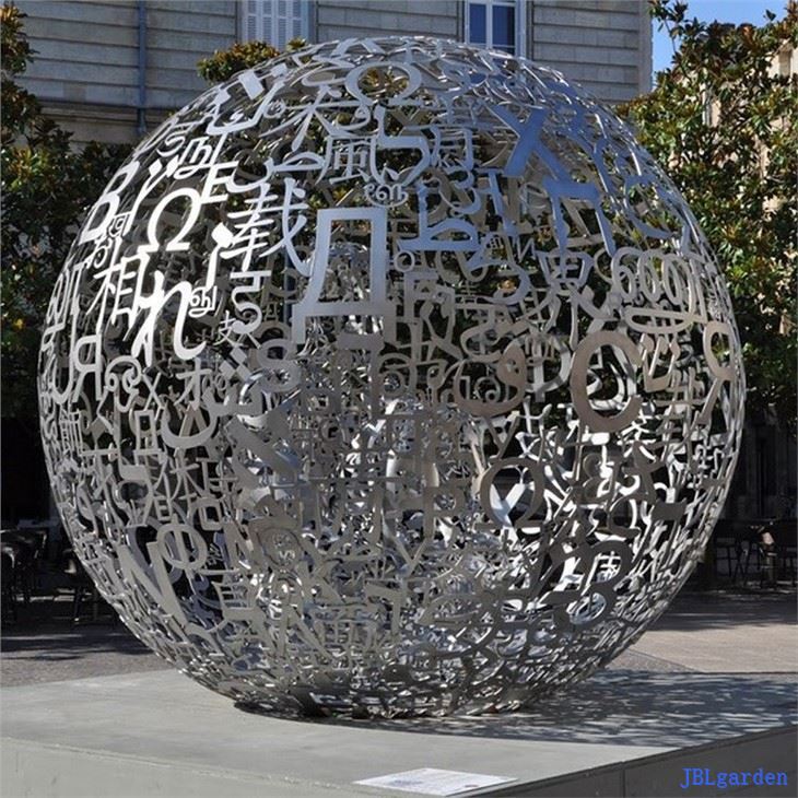 Garden Ornaments Stainless Steel Leaves Flowers Ball Sculpture