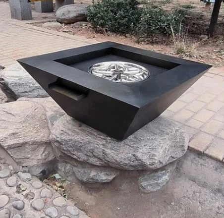 Black Fire Pit With Waterfall