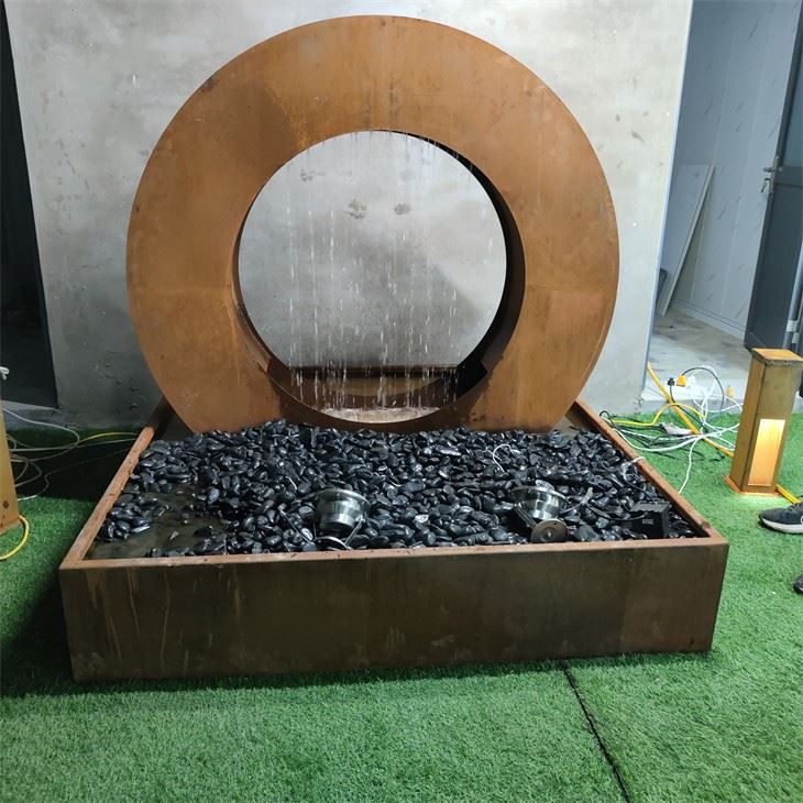 Sculptural Moon-Shaped Corten Steel Water Curtain For Patios & Gardens best
