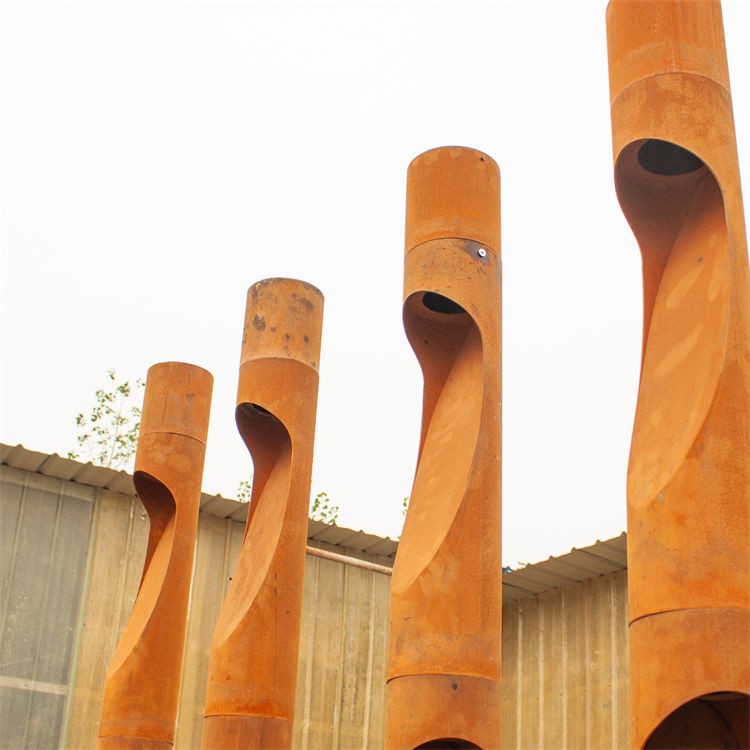 Na vremenske razmere{0}}odporna svetilka z okroglim stebrom iz Cortenovega jekla